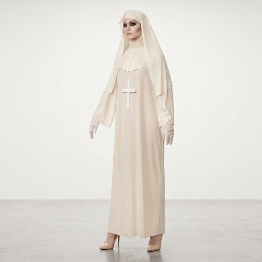 Rubies Opus Collection White Nun Adult Costume Set Dress Headpiece Cross 700870